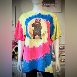 Tie dye T-shirt Bear Bandit 100% Cotton in Psychedelic colors Size L